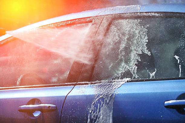 Car washing stock photo