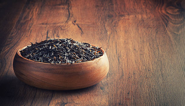 wild rice in a wooden bowl