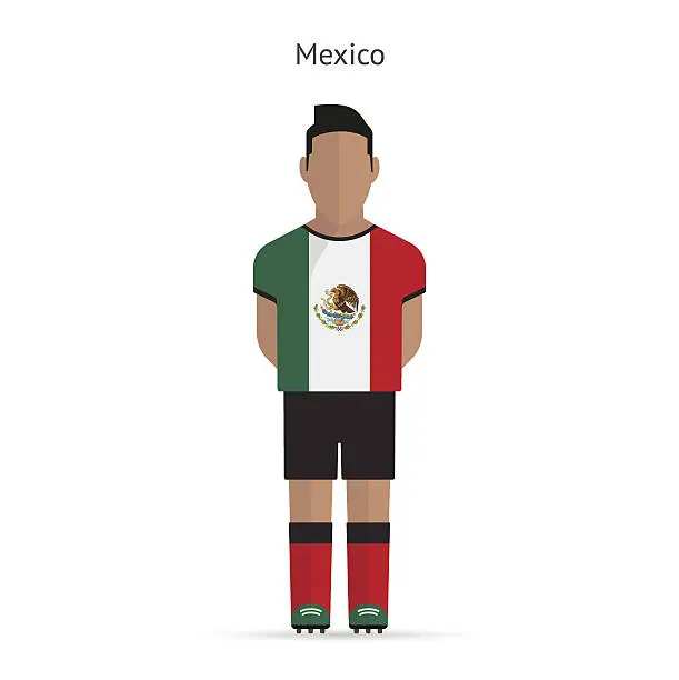 Vector illustration of Mexico football player. Soccer uniform.