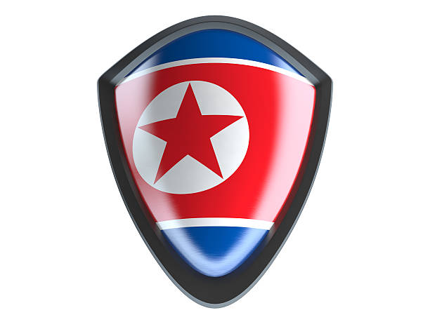 istock North Korea flag on metal shield isolate on white background. 488761792