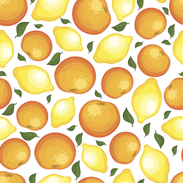 ilustrações de stock, clip art, desenhos animados e ícones de sem costura padrão de limões e laranjas. - orange portion vector textured
