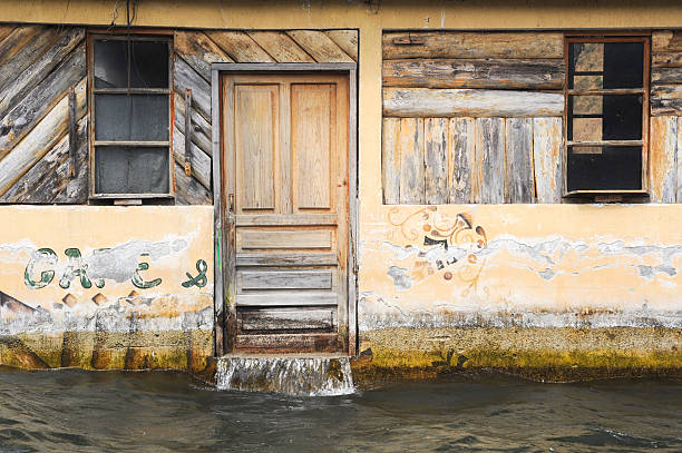 Flooded house at San Juan on lake Atitlan on Guatemala