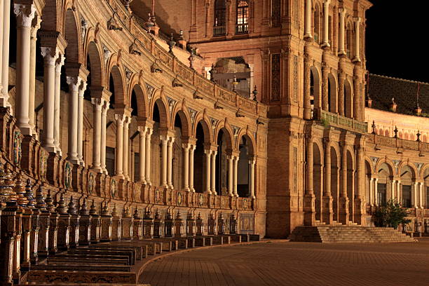 istock Night at famous Plaza de Espana in Sevilla, side view 488763081