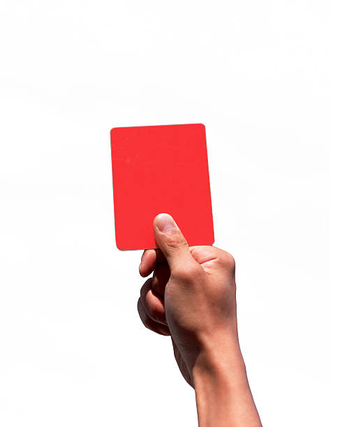 istock Hand holding a red card isolated on white background 488764133