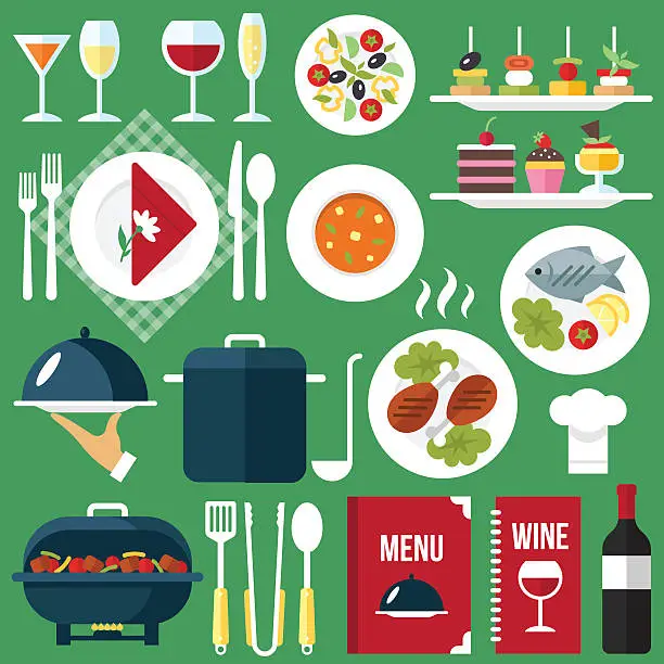Vector illustration of Catering food