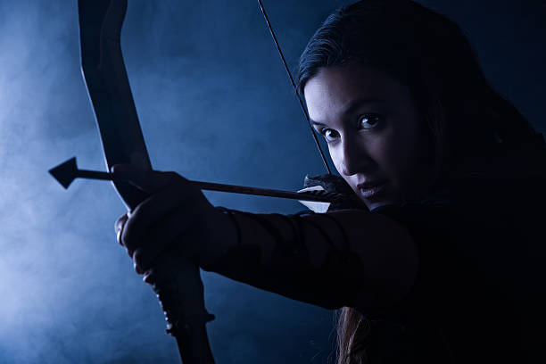 Archery woman stock photo