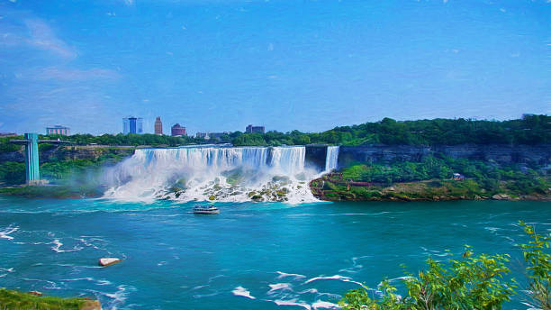 istock Digital art, paint effect, Niagara the American Falls, Ontario, Canada 488765878