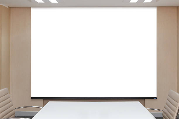 istock blank projector canvas in the office meeting room 488766650