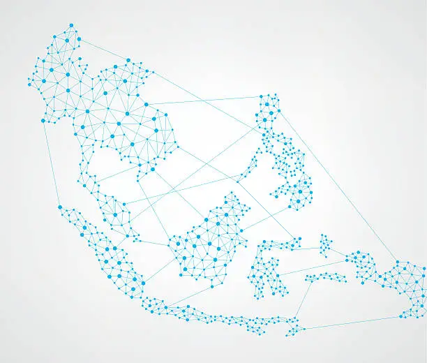 Vector illustration of Asean map Network