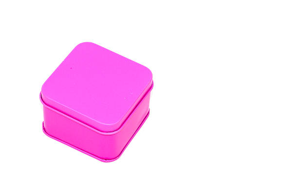 istock The metal pink gift box on white background 488767130