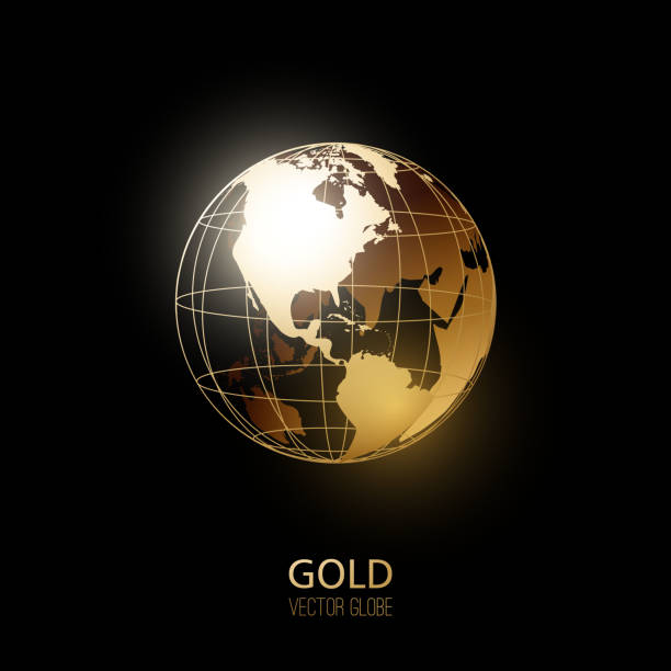 golden globe - topography globe usa the americas stock-grafiken, -clipart, -cartoons und -symbole