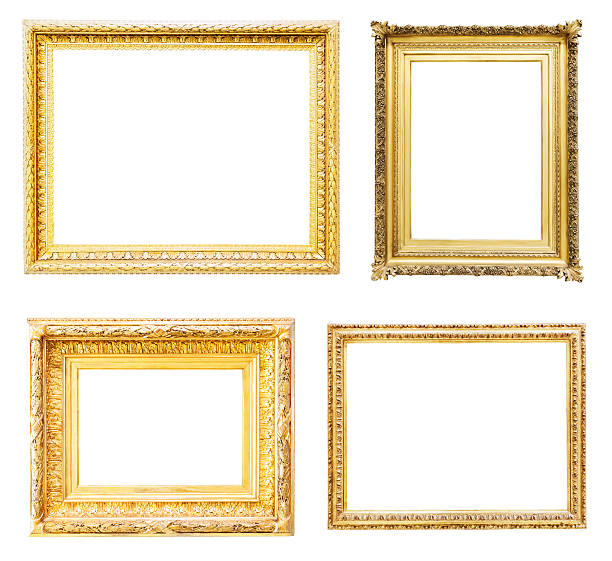 istock Set of gold picture frames. Isolated over white 488769312
