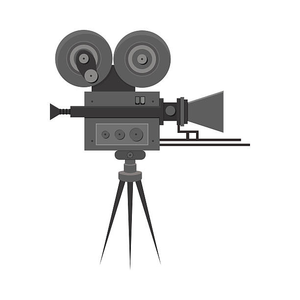 istock Flat detailed professional retro movie film camera 488770684