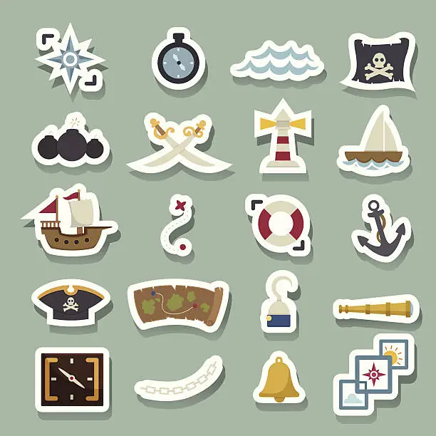 Vector illustration of pirates icons