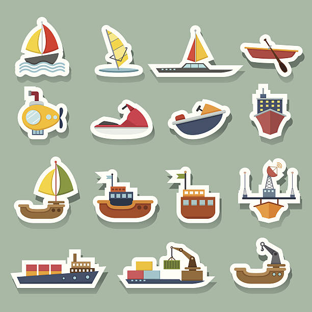 boats and ships icons set boats and ships icons set vector film trailer music stock illustrations