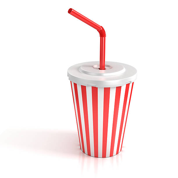 fast food paper cup with red straw