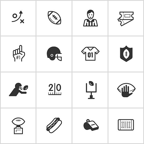 Football Icons — Inky Series Professional icon set in flat black style. Vector artwork is easy to colorize, manipulate, and scales to any size. goal post stock illustrations