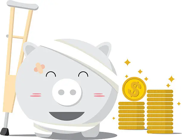 Vector illustration of Piggy bank design of accident concepts