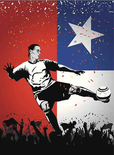 Vector illustration of Soccer player Chile