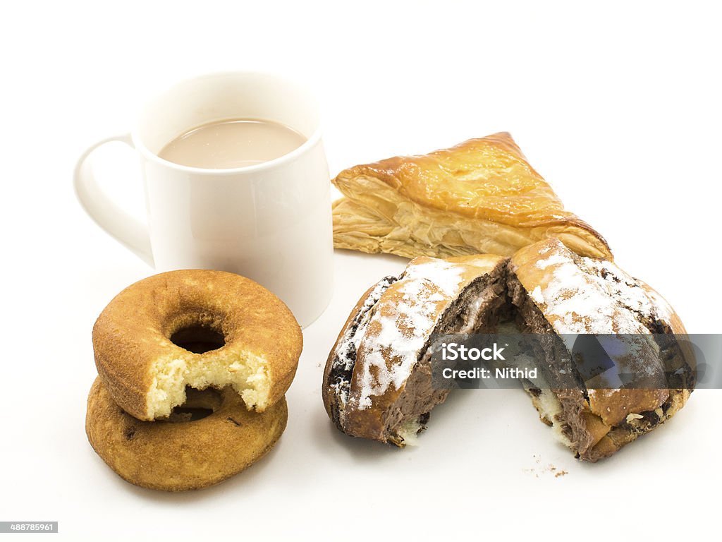 Copo de chocolate quente e grupo de pastries - Royalty-free Alimentação Não-saudável Foto de stock