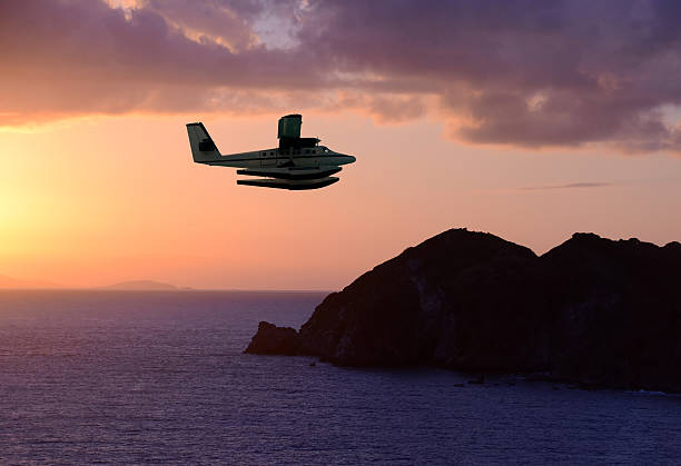 istock Seaplane over exotic island 488786075