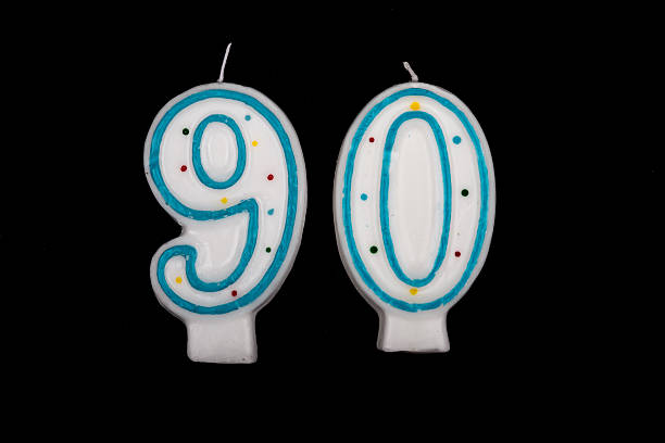 istock number 90 candle on black background 488787037