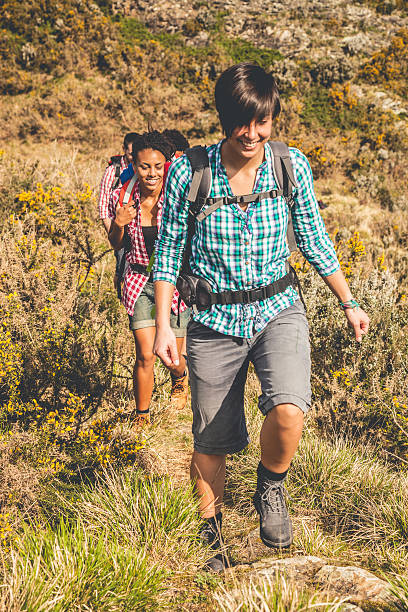 istock Group of  young friend hiking in mountain 488787699