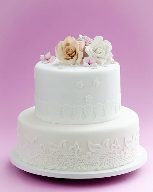istock Wedding Cake Elegant with Sugar Flowers on top. 488788418