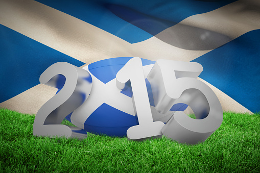 Scotland rugby 2015 message  against flag of scotland