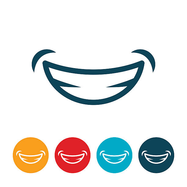 Smile Icon An icon of a human smile. The smile shows the teeth between the lips. anthropomorphic smiley face stock illustrations