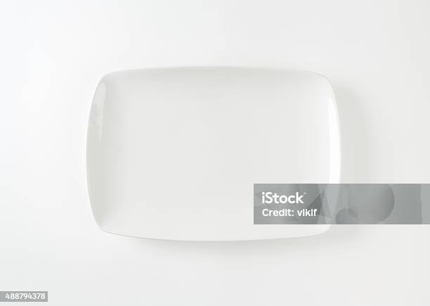 Rectangle White Porcelain Plate Stock Photo - Download Image Now - Plate, Tray, White Color