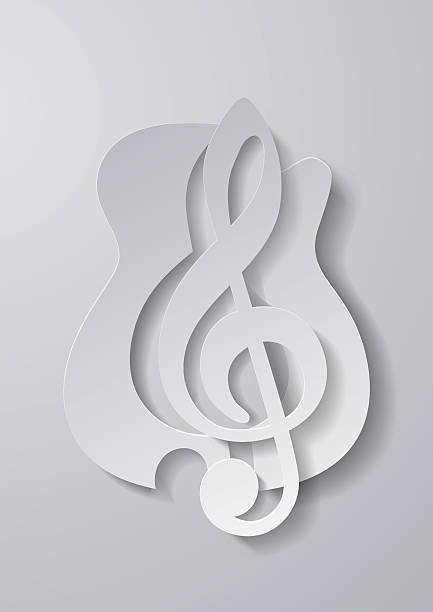 abstrakte musik. violinschlüssel aus gitarre weißbuch backgrou - jazz backgrounds backdrop image stock-grafiken, -clipart, -cartoons und -symbole