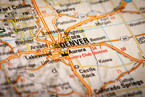 Map Photography: Denver City on a Road Map