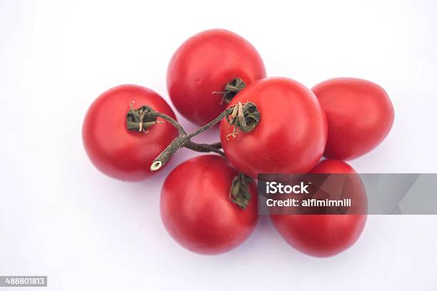 Tomatoes On White Background Stock Photo - Download Image Now - Bunch, Close-up, Color Image