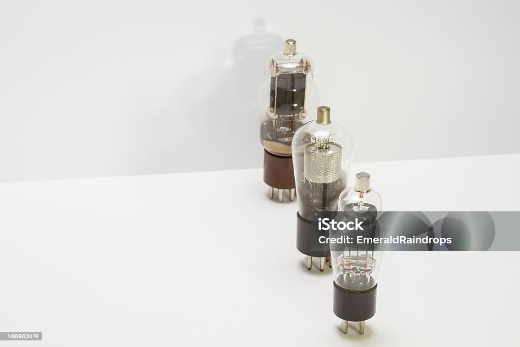 Vintage amp tubes Clear glass retro amp tubes shows internal components Burnt Stock Photo