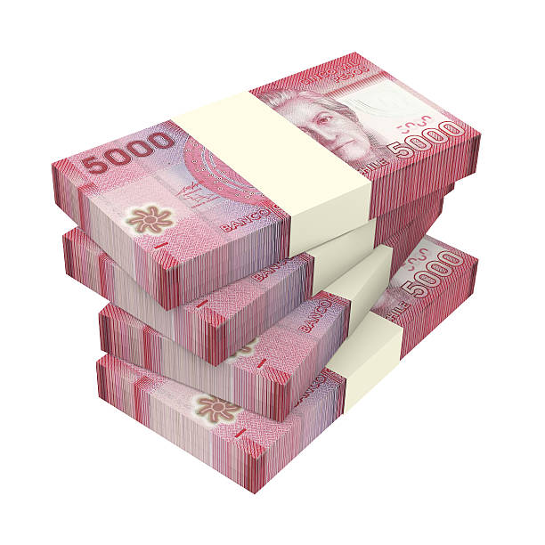 istock Chilean pesos isolated on white background. 488803657