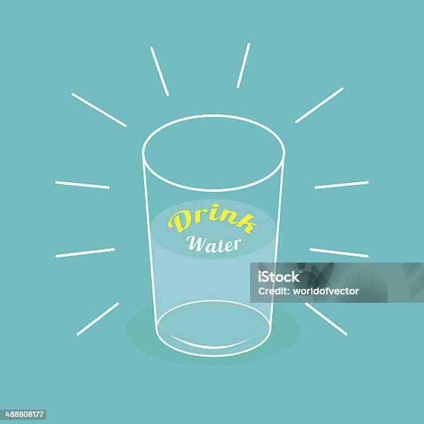 Grande Splendente Bicchiere Dacqua Bere Acqua Infografica Piatto Desi - Immagini vettoriali stock e altre immagini di Acqua