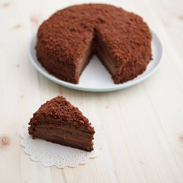 istock Homemade chocolate blackout cake with a cut piece 488808595