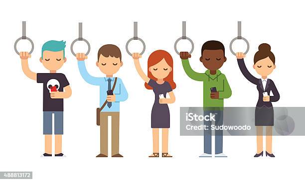 People On Subway Stock Illustration - Download Image Now - Commuter, Illustration, People