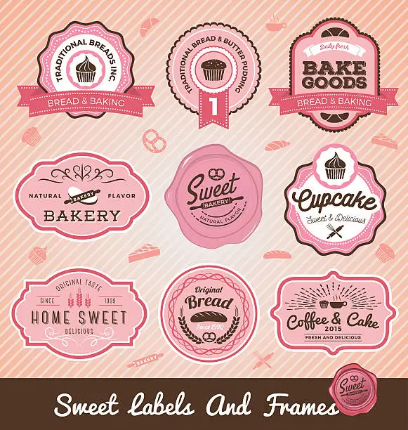 Vector illustration of Set of sweet bakery and bread labels design