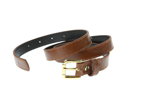 istock Brown belt isolated on white background 488817674