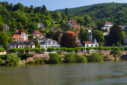View of small country houses in Heidelberg, Germany
