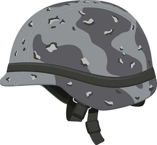 ilustraciones, imágenes clip art, dibujos animados e iconos de stock de gray camuflaje casco militar - casco militar