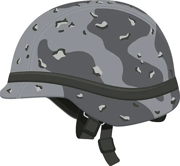 Vector illustration of Gray Camouflage Military Helmet