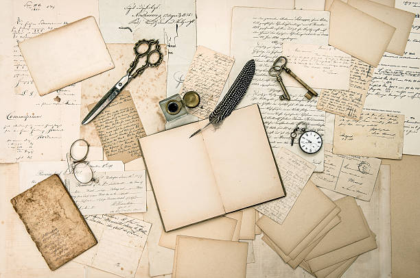 istock antique accessories, old letters and vintage ink pen 488826431