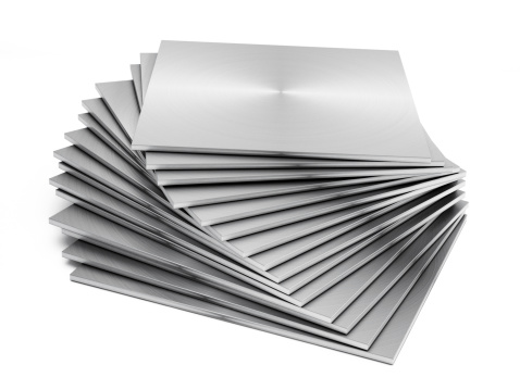 Stacked sheet metal / brushed aluminum.