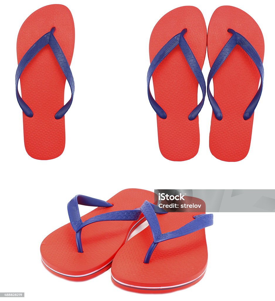 flip fiasco de sandalias beach Zapatos, aislado blanco - Foto de stock de Calzado libre de derechos