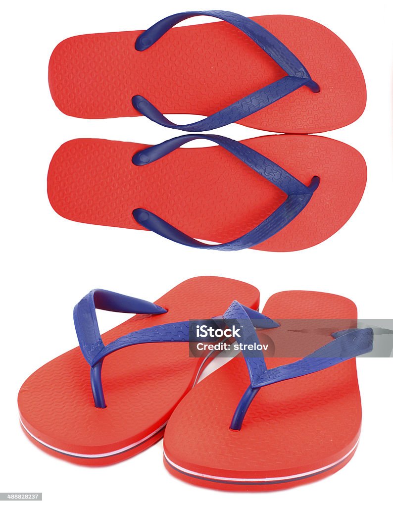 flip flop sandálias de praia sapatos isolado a branco - Royalty-free Chinelo Foto de stock