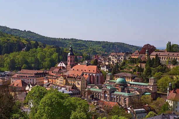 Aview overlooking the church and the old city.  Baden-Baden has been careful to keep its old world charm.