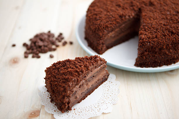 istock Homemade chocolate blackout cake with a cut piece 488828445